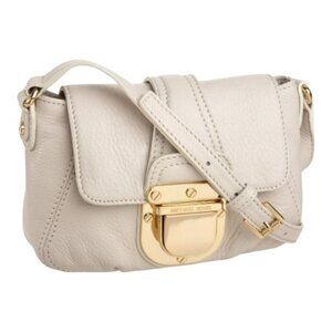 MICHAEL KORS Charlton Leather Mini Crossbody Bag Cream Gold Tone Hardware Preppy